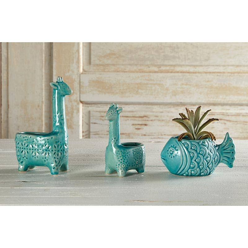 Lake Blue Giraffe Planter - Small